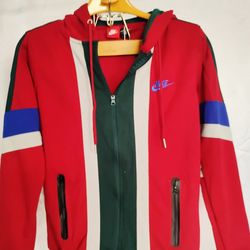 Nike Hoodie Men’s Small Red Green Blue Colorblock Full Zip Retro NWOT 