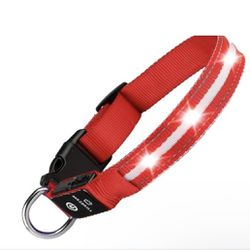 LED Dog Collar Light Up Flashing Rechargeable Waterproof Adjustable XL