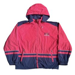 Vintage GOGO Sports Red/Blue Reversible Embroidered Windbreaker Jacket Size: L
