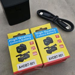 GoPro HERO 9, 10, 11, or 12 (2) New Batteries And (1)  3 Channel Charger 