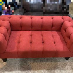 Double Seat Sofa Red Velvet For Living Room 