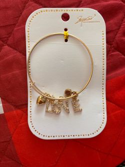 Superstar Accessories Gold LOVE Charm Bangle