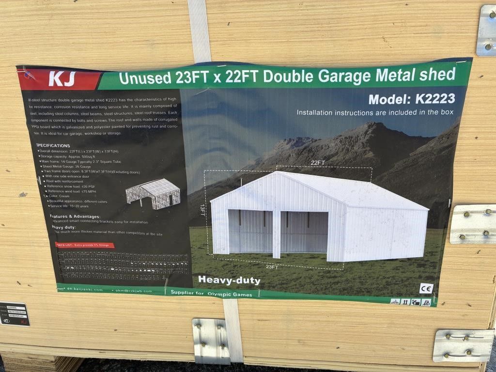 23x22 Double Car Garage Building Shed Metal 