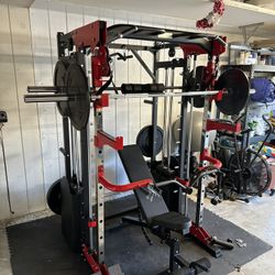 Smith Machine 200 | Adjustable Bench | 245lb Cast Iron Olympic Weights | 7ft Olympic Bar | Fitness | Gym Equipment | FREE DELIVERY/INSTALLATION 🚚 🛠️