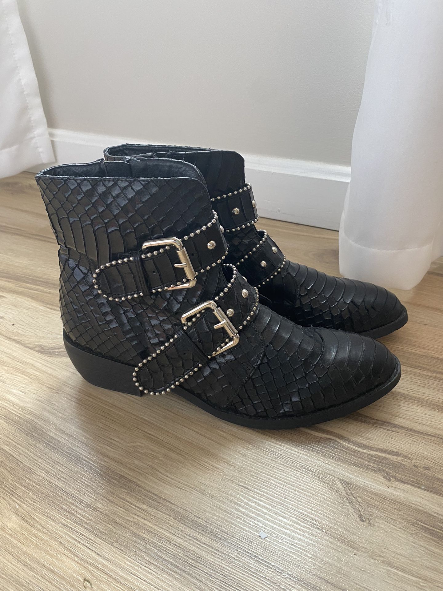 Black Snakeskin Ankle Boots