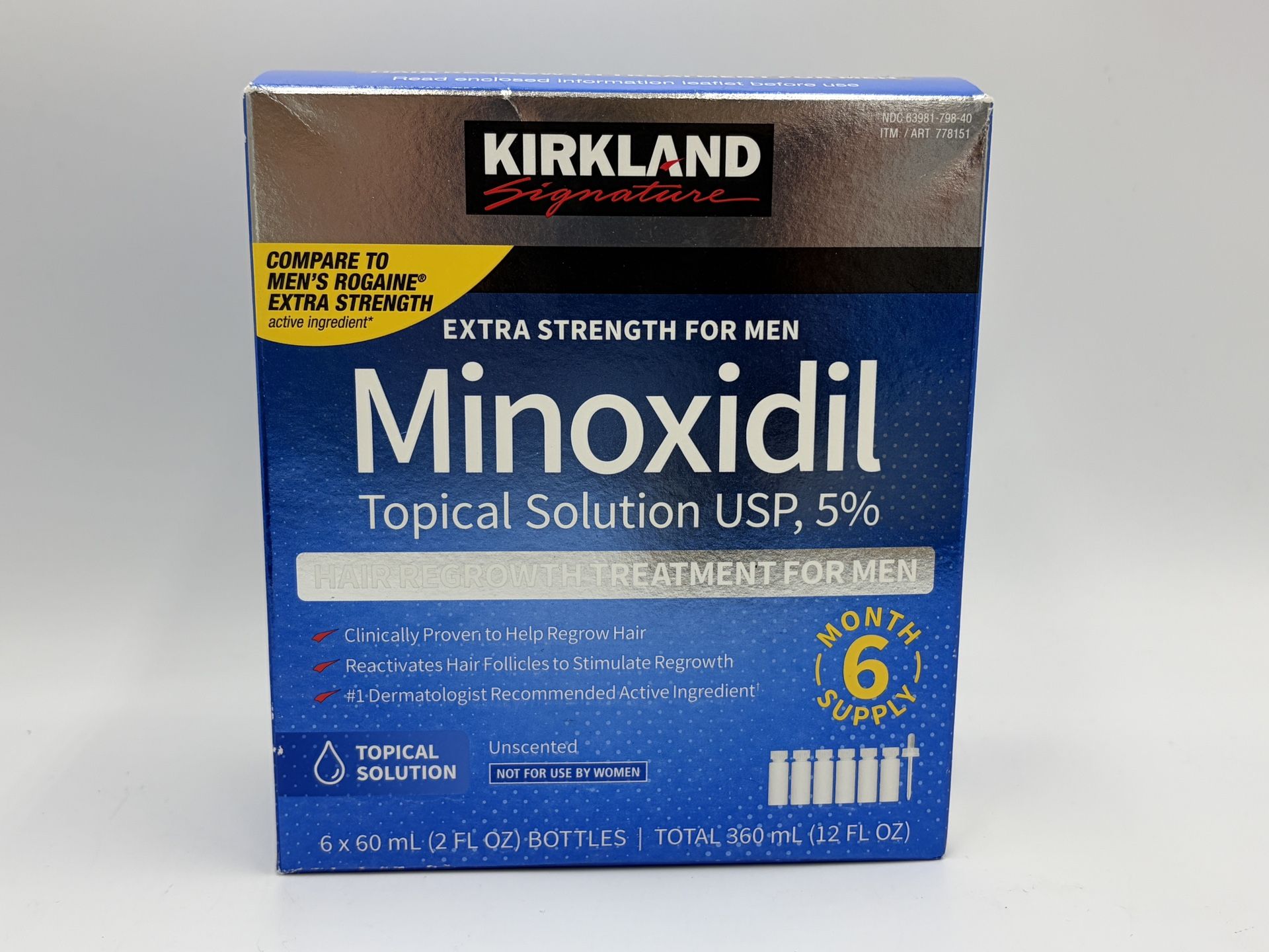 Kirkland Signature Minoxidil 5% Men Hair Regrowth Solution 6 Month Bottles
