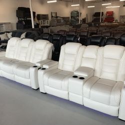 Just $10 Down Payment Finance ▪️White Power Led Reclining Living Set ( Sofa & Loveseat ) ♠️New