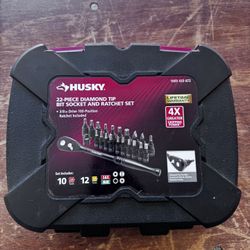Husky - 22 Piece Black Diamond Tip Bit Socket and Ratchet Set