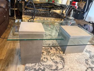 Square pedestal/glass coffee table