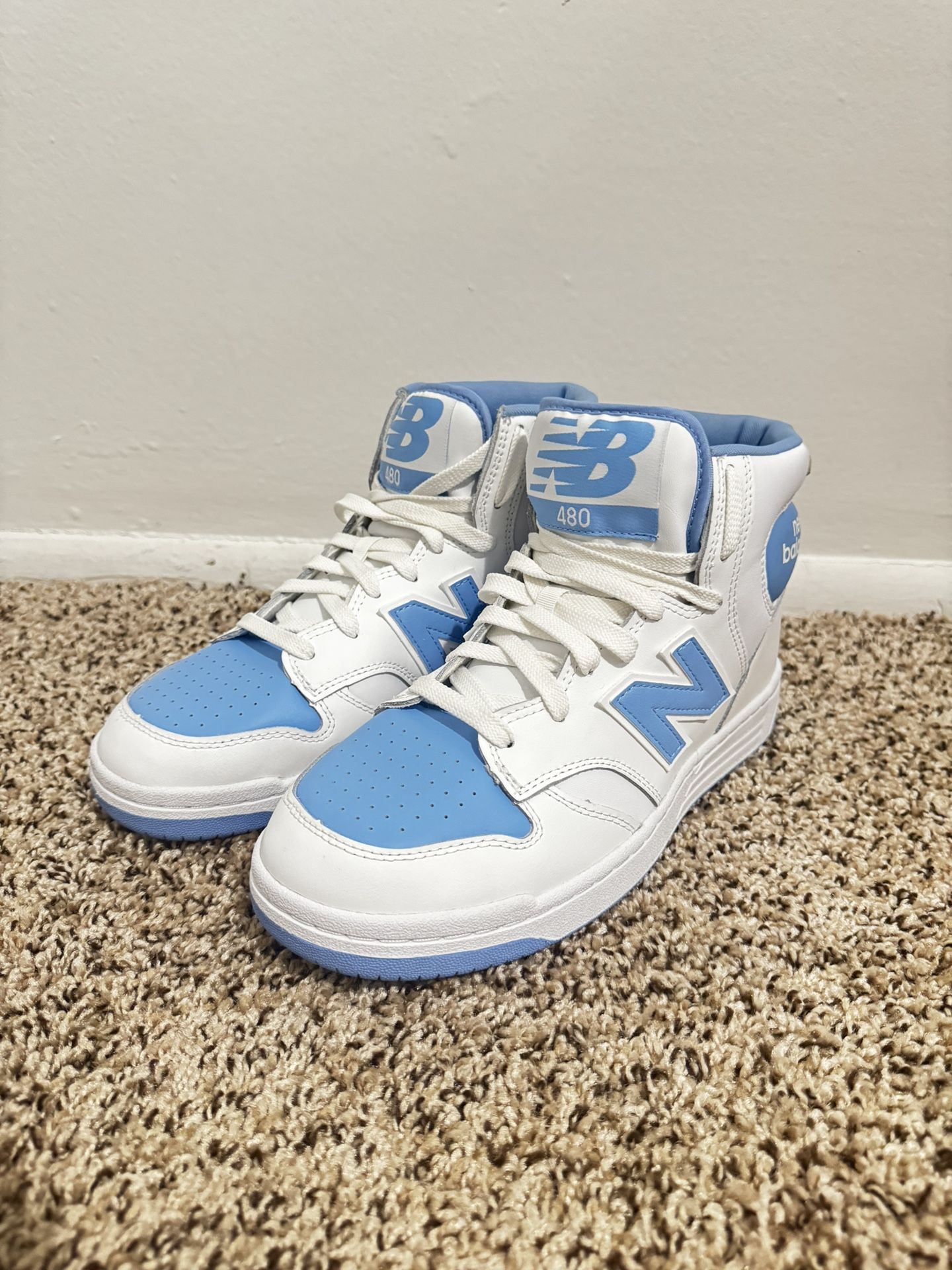 New Balance BB480 Men's Shoes White/Blue Size 9