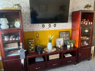 Cherry Wood Entertainment Center Wall Unit