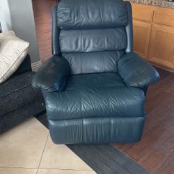 Navy Blue Leather Recliner