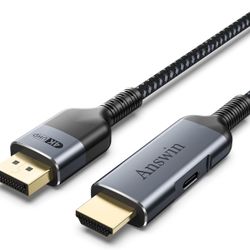 6.5Ft HDMI to DisplayPort Cable, 4K HDMI to DP for Xbox One/360/PS3/PS4/PS5/Mac Mini, PC to Monitor