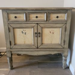 French Country Painted Wood Sideboard Accent Cabinet w/ Drawers