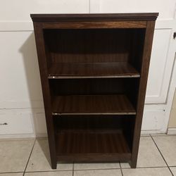 Solid Wood 3-Shelf Bookshelf – Dark Brown Storage Cabinet