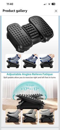 Foot Rest Under Desk with Massage Texture and Roller, Ergonomic Foot Stool with 2 Height Position, Adjustable Foot Rest for Under Desk at Work, Black