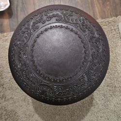  Wood Leather Brown Stool