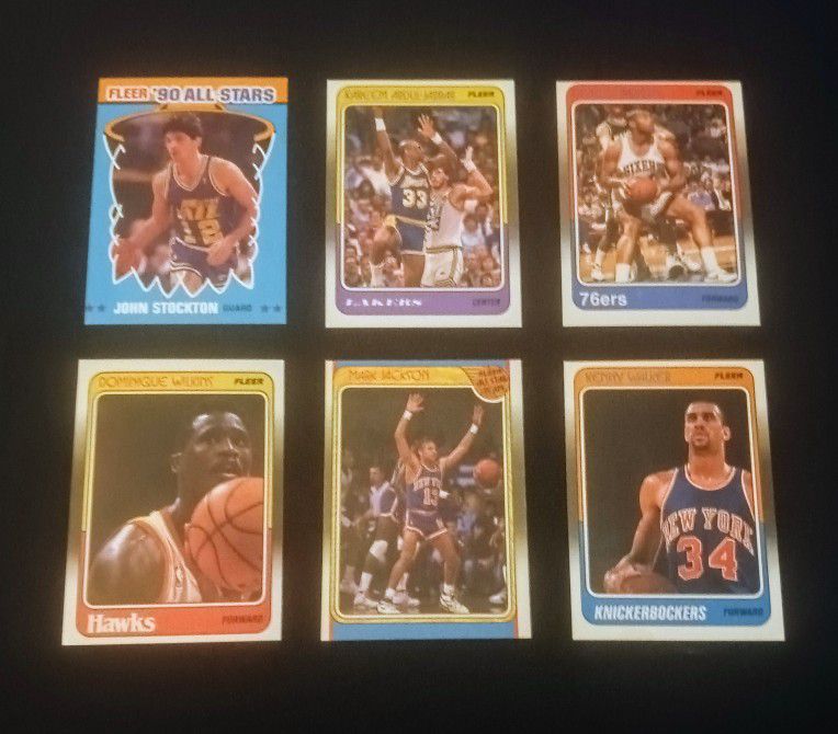 1988 Fleer Basketball Card lot Jabbar Barkley Stockton x6