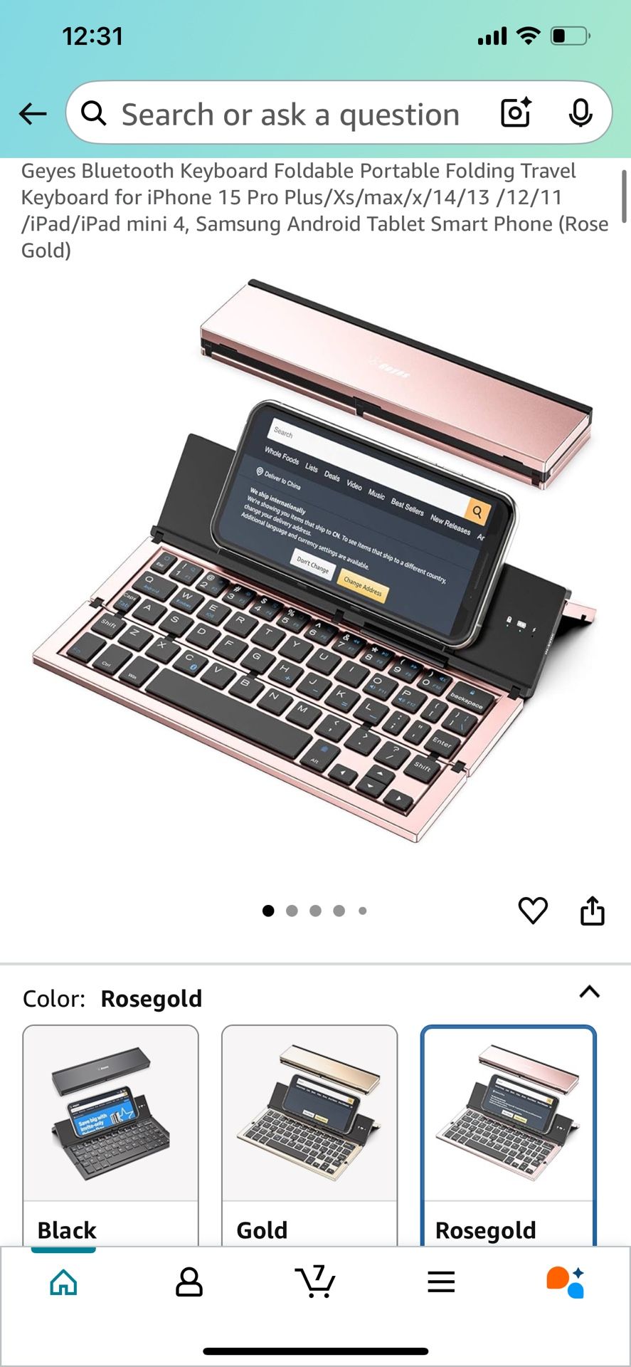Bluetooth Keyboard Foldable Portable Folding Travel Keyboard for iPhone 15 Pro Plus/Xs/max/x/14/13 /12/11 /iPad/iPad mini 4, Samsung Android Tablet Sm
