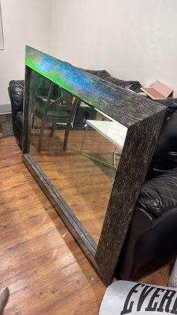 Large Wall Mirror with Dark Wood Frame