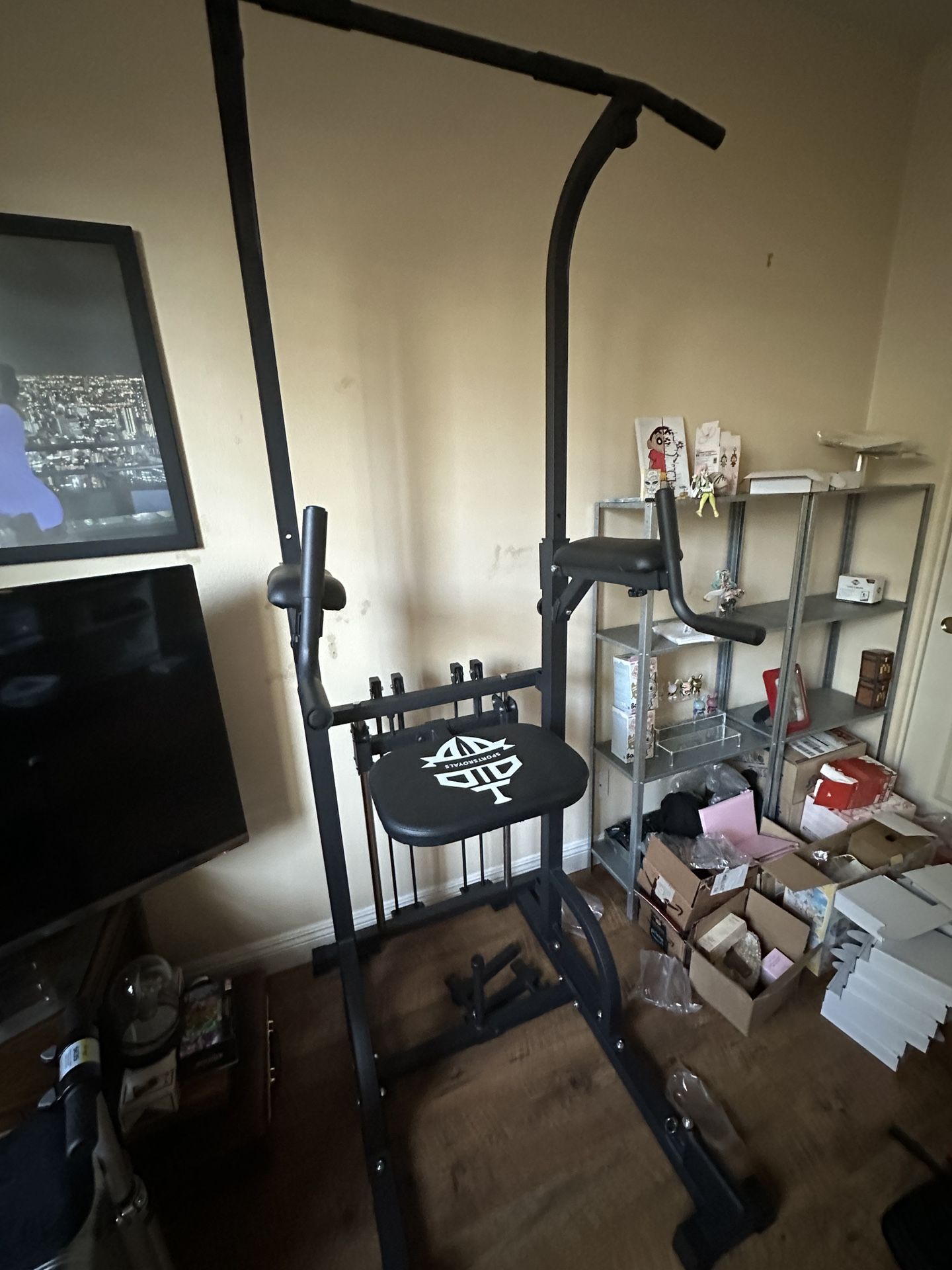 Sportsroyals Power Tower Pull Up Bar Station, 450LBS Stable Pull Up Dip Station for Home Gym Strength Training Equipment