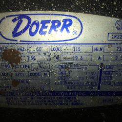 Used Doerr 1 1/2 HP Electric AC Motor CCW rotation. NEW LOW PRICE!