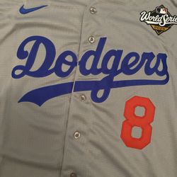 Kike Hernandez Grey White Blue Men Jersey 