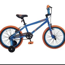 Mongoose 18-in Burst Kid's Bike, Single Speed, Blue & Orange