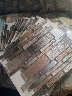 6 pieces of foiled glass tile