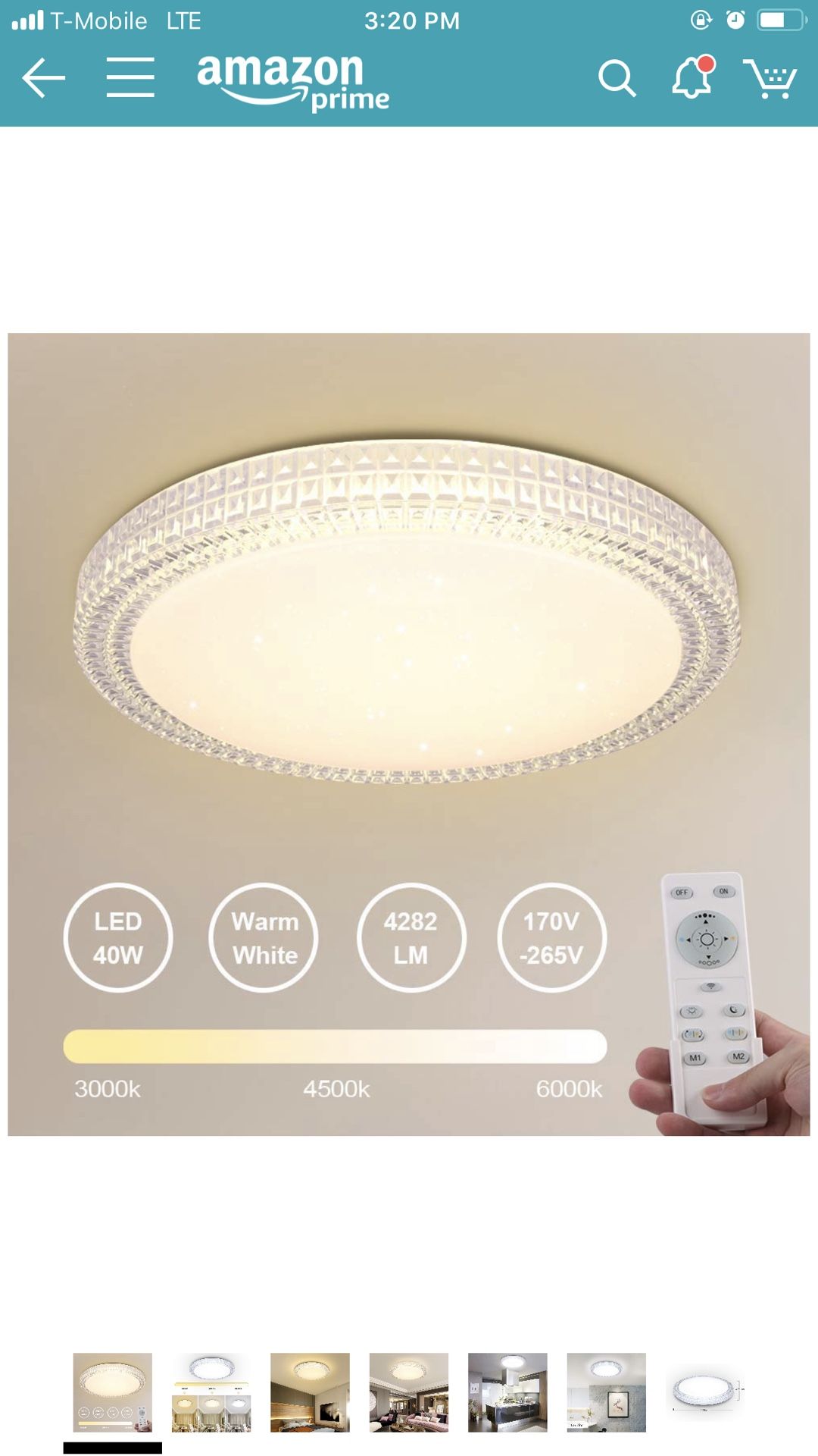 40W Dimmable LED Fixture Lamp Ceiling Light with Remote 15.4 Inch 3000-6000k Slim Shade for Bedroom, Kitchen, Living room, Balcony, Stairways