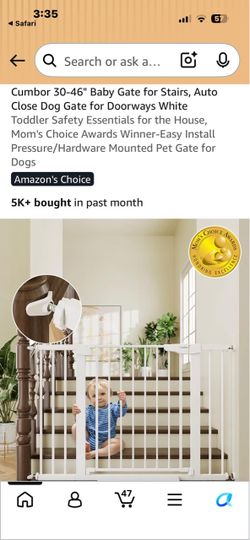 Cumbor 30-46" Auto Close Baby Gate White