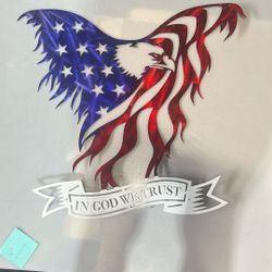 American Eagle In God We Trust, Red,white,blue, 30”x30”