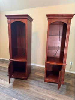 2 Beautiful Cherry Wood Lighted CABINETS