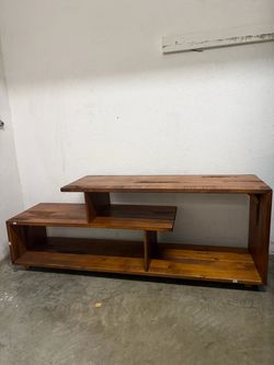 Walker Edison Meier Contemporary 2 Tier Solid Wood TV Stand 60inc TV
