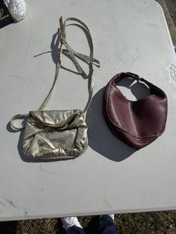 2 WOMENS Small Handbags. 1 Gold And 1 Burgundy