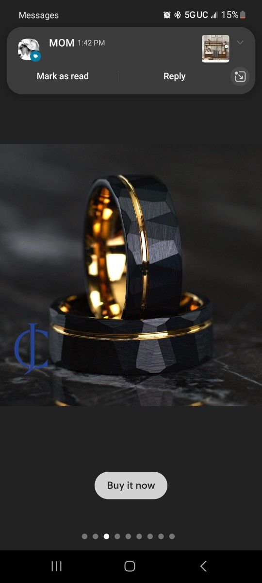 Tungsten Yellow Gold Black Wedding Band
