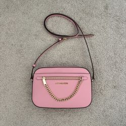 Michael Kors Baby Pink Crossbody Purse with adjustable strap