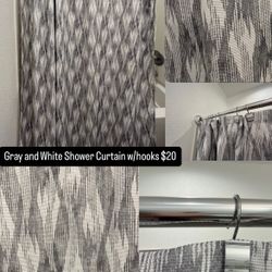 Gray/White Shower Curtains