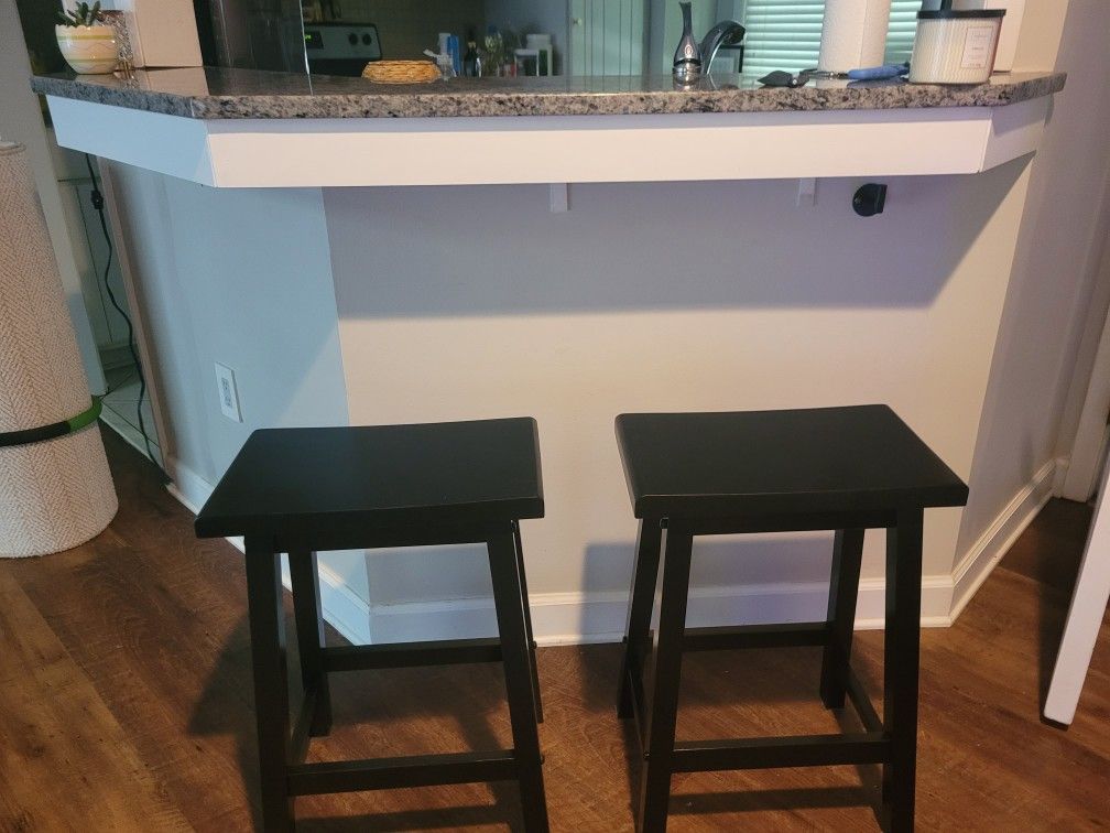2 Black Wooden Stools - NEW
