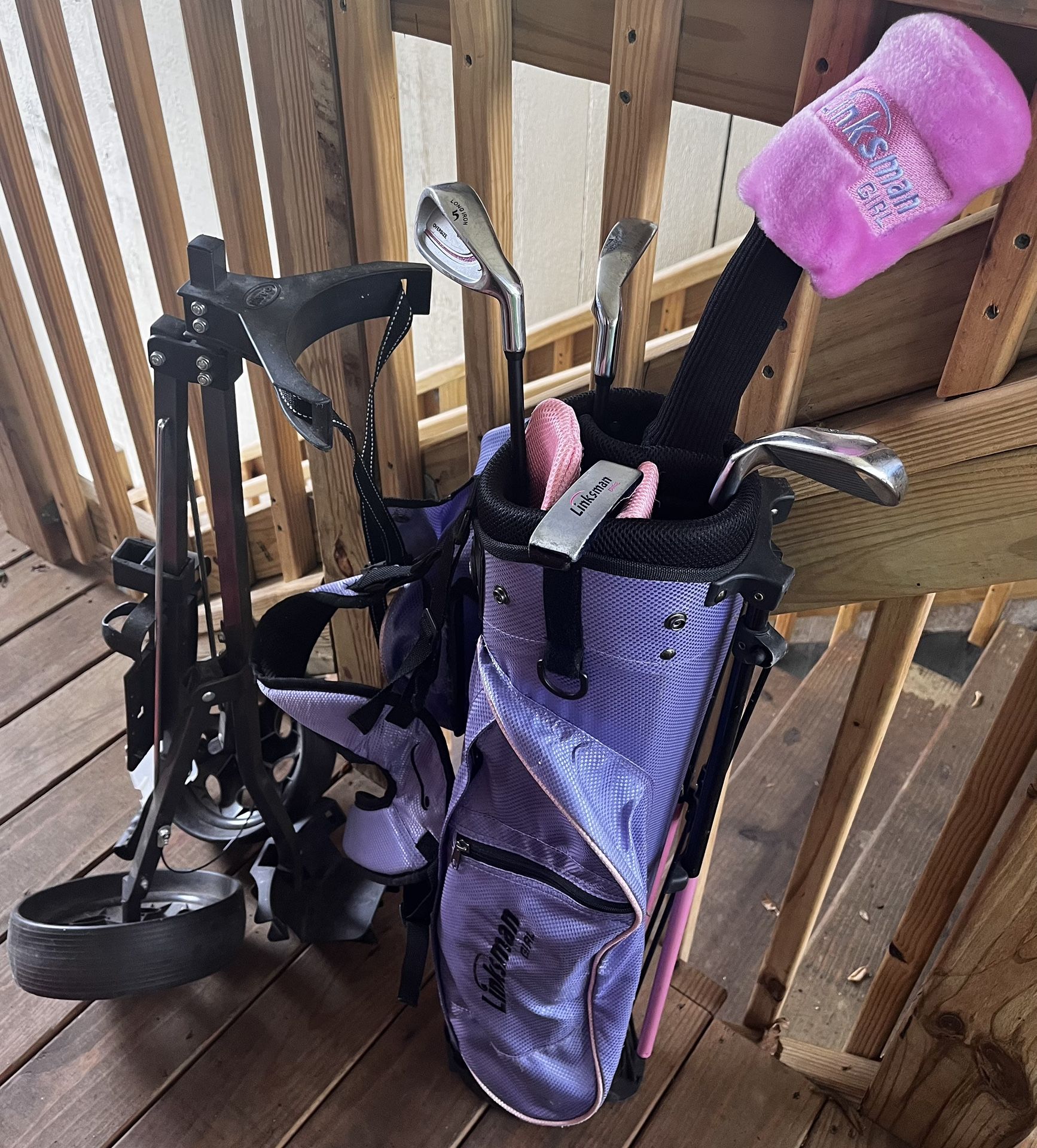 Jr. Flex Linksman Golf Clubs, Golf Bag,  & Folding Push Cart