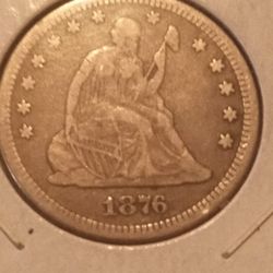  90% Silver 1876 Seated Liberty Quarter