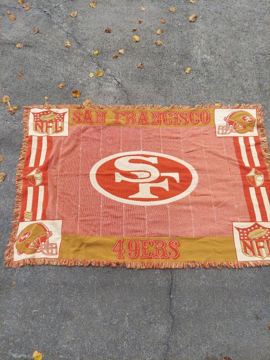 Vintage San Fransisco 49'rs Crocheted Throw Blanket