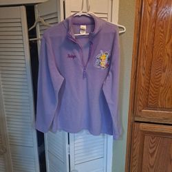 Disney Women's Purple 1/4 Zip Tinkerbell Fleece Pullover Jacket Size XL