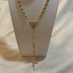 Rosario Bañado En Oro (acero Inoxidable 