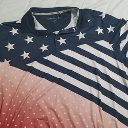 Set of American flag golf shirt and shorts