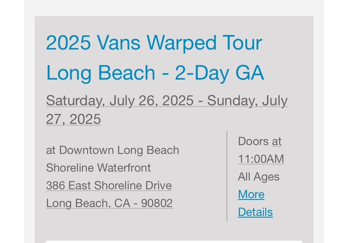 Warped Tour Long Beach.