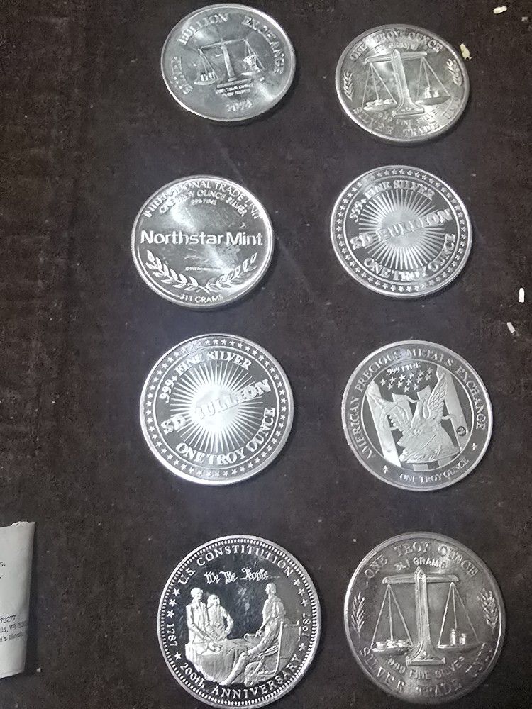 8- 1 Oz Silver Rounds