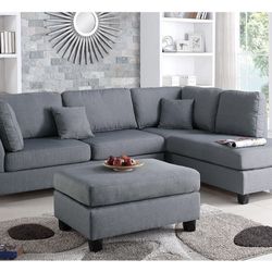 Gray Sectional Sofa With Ottoman 