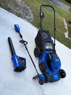 Kobalt 40v Lawn Equipment/ Mower, Blower, String Trimmer, 4.0Ah Battery, 5.0Ah Battery with 2 charge