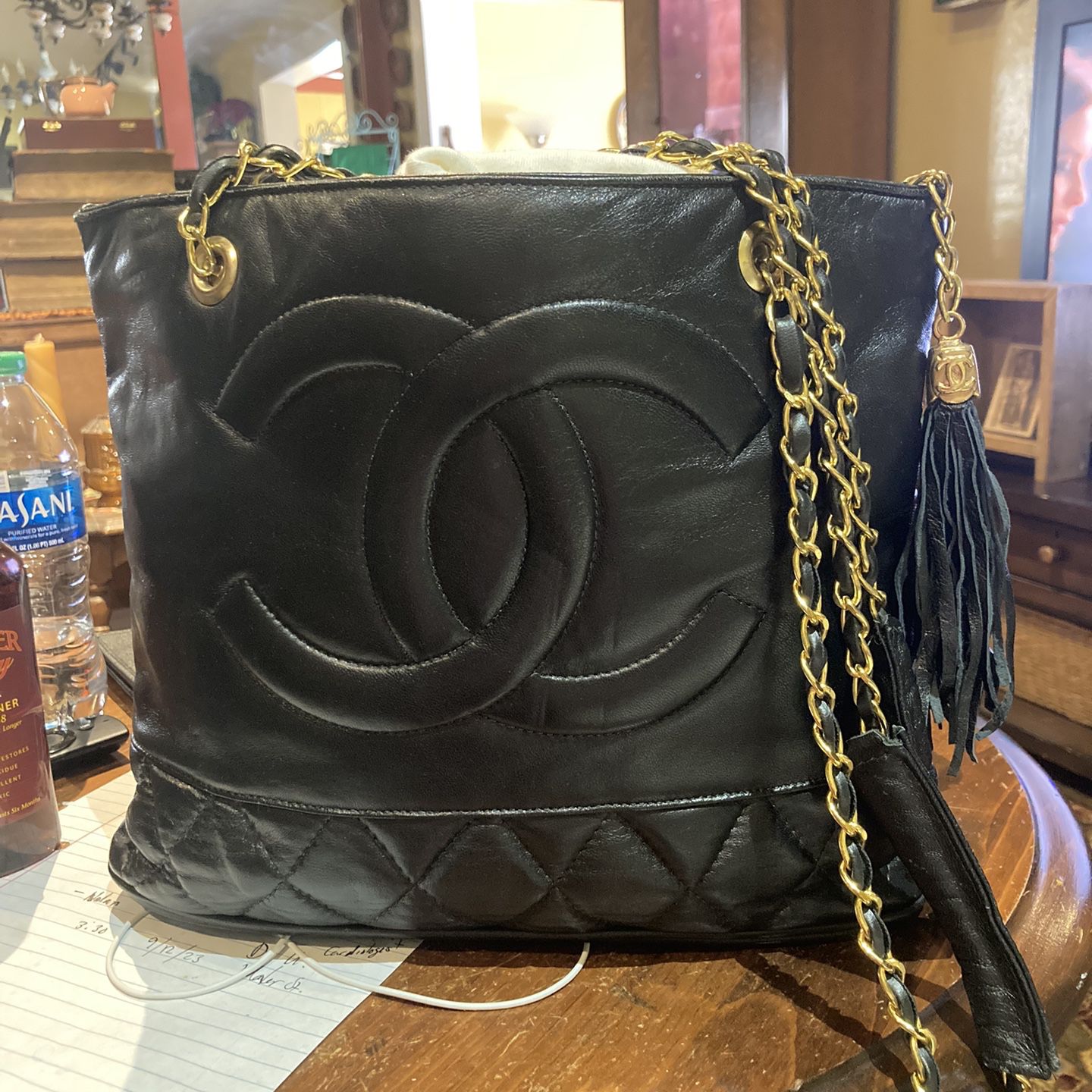 chanel vintage quilted tote handbag